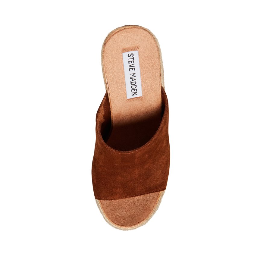 Sandalias de Plataforma Steve Madden Becca Chestnut Gamuza Mujer Marrones | ES ER0132